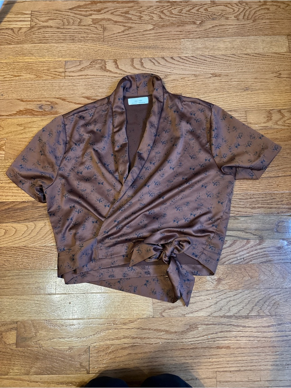 OAK + FORT Brown Floral Satin-Lined Jacket